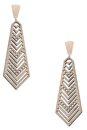 Wood Diamond Drop Earrings