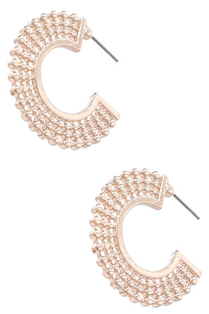 Metal Ball Linked Open Hoop Earrings