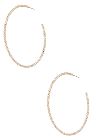 Metal Textured Opende Hoop Earrings