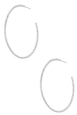 Metal Textured Opende Hoop Earrings