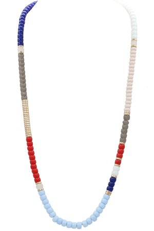 Boho Long Beaded Metal Disc Accents Necklace