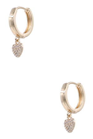 Metal Rhinestone Heart Dangle Earrings