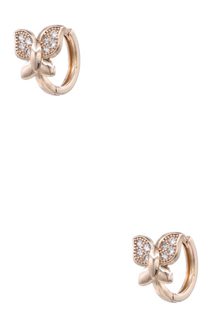 Gilded Flutter' Metal Butterfly Huggie Earrings'