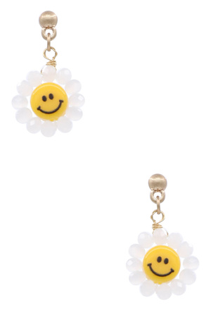 Playful & Bright Happy Face Floral Drop Earrings