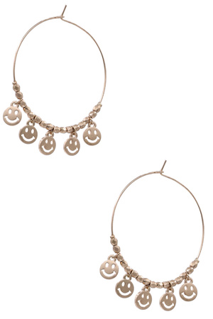 Trendy Smiley Charm Hoop Earrings