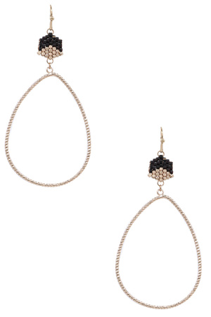 Boho Seed Bead & Metal Teardrop Earrings