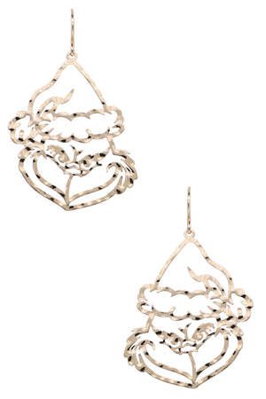 Metal Hammered Grinch Cutout Dangle Earrings