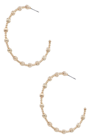 Metal Ball Textured Hoop Earrings