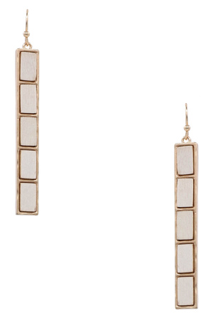 Metal Wood Bar Dangle Earrings