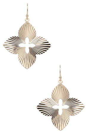 Metal Quatrefoil Textured Dangle Earrings