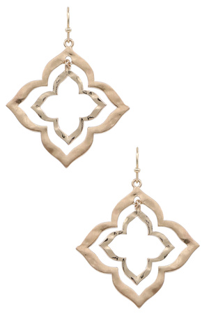 Metal Flower Cutout Dangle Earrings