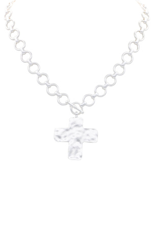Metal Circle Chain Cross Pendant Necklace