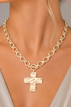 Metal Circle Chain Cross Pendant Necklace