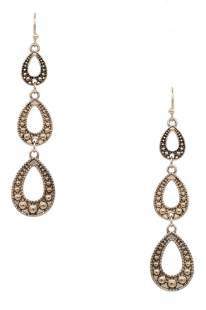 Metal 3-Layered Teardrop Dangle Earrings
