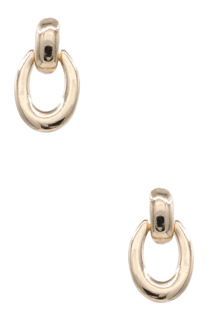Metal Oval Stud Earrings