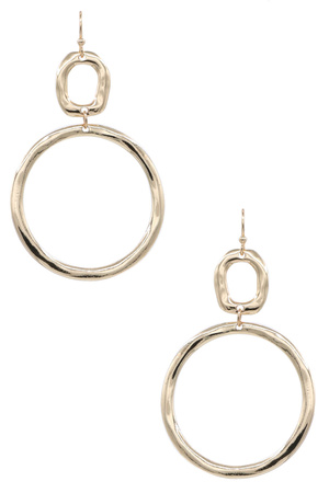 Metal Circle 2-Layered Dangle Earrings