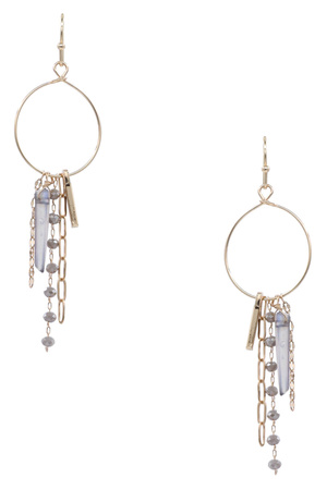 Metal Beaded Fringe Dangle Earrings