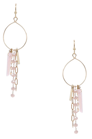 Metal Beaded Fringe Dangle Earrings