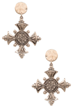 Vintage Vibe Metal Celtic Cross Dangle Earrings