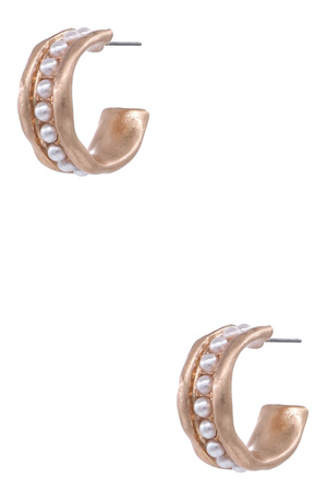 Metal Half Hoop Earrings with Stone Accents