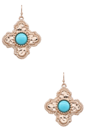 Vintage Cross Earrings with Metal Dome Accents
