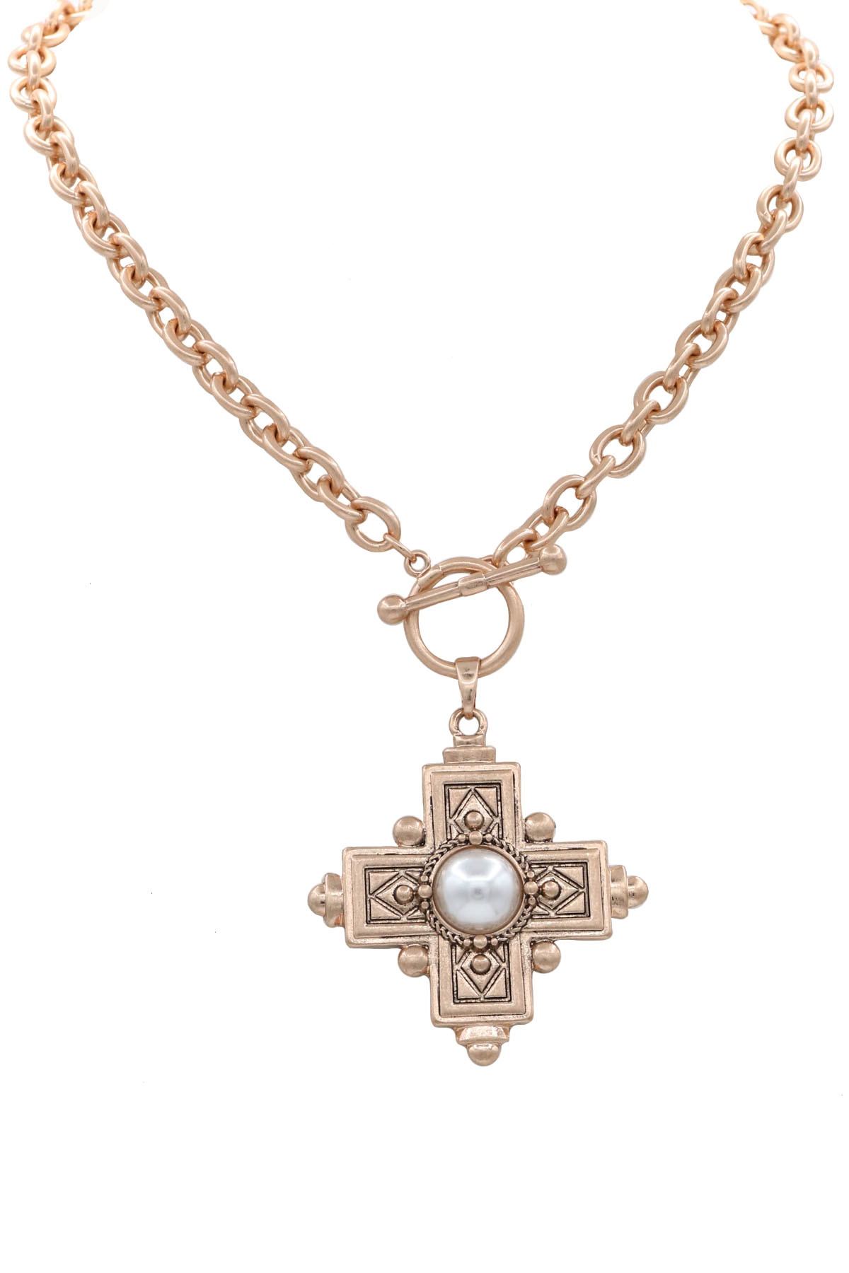 Artisan Cross Pendant Toggle Necklace