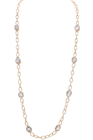 Modern Glam Long Chain Necklace with Glass Accents