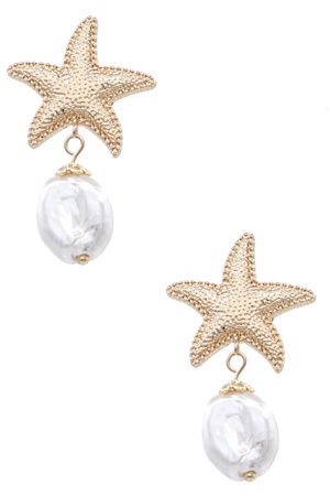 Nautical Chic Starfish & Pearl Dangle Earrings