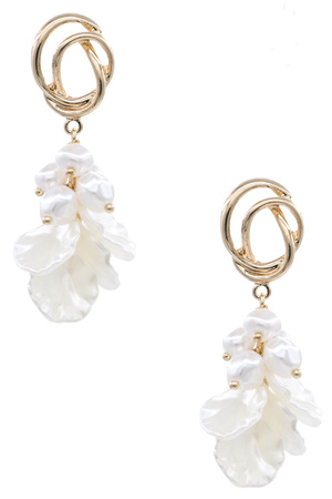 Elegant Pearl  Shell Cluster Dangle Earrings