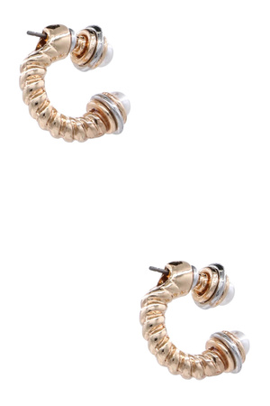 Elegant Dual-Sided  Metal Pearl Huggie Earrings