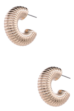 Sculpted Stripe Detail CCB Hoop Earrings