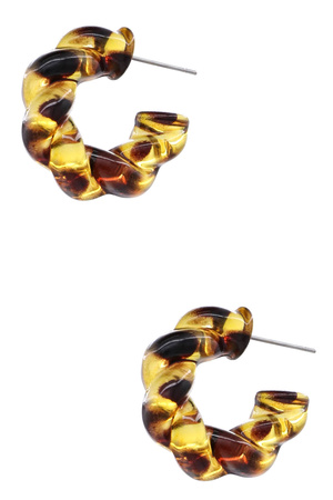 Chic & Bold Tortoise Resin Twist Hoop Earrings