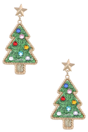 Festive Sparkle Christmas Tree Dangle Earrings