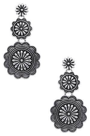 Triple Drop Western Concho Earrings