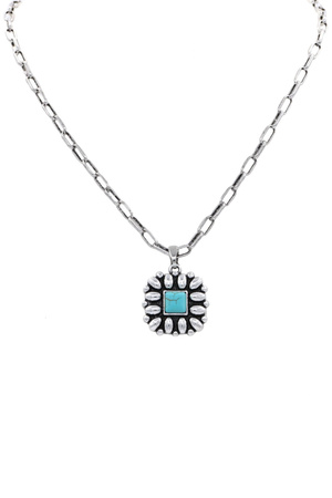 Western Square Concho Statement Necklace
