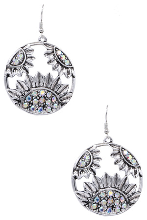 Iridescent Western Bloom Cutout Dangle Earrings