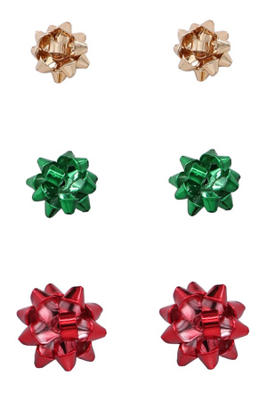 Gold Dipped Christmas Bow Earrings
