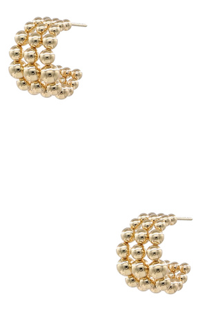 Stainless Steel Ball Linked Hoop Earrings