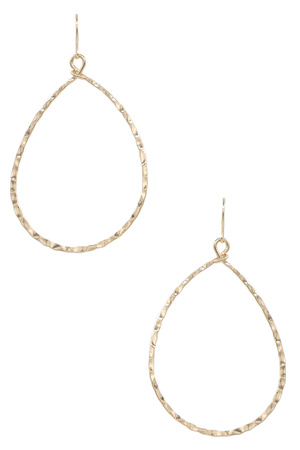 Gold Over Brass Classic Hammered Teardrop Earrings