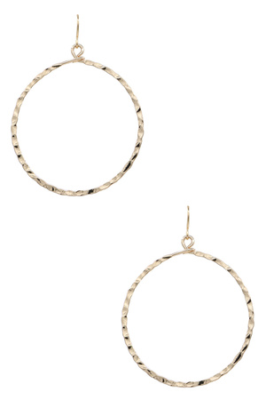 Gold Over Brass Hammered Circle Earrings