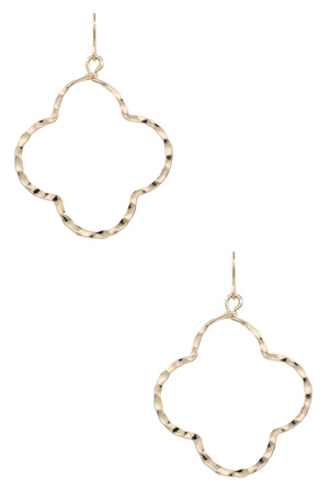 Gold Over Brass Hammered Quatrefoil Drops