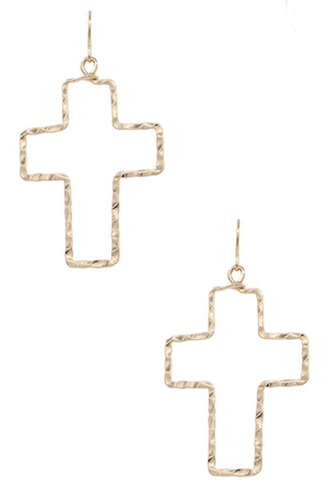 Gold Over Brass Hammered Cross Drops
