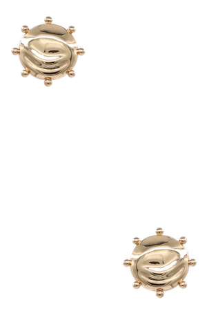 Gold Over Brass Dotted Circle Stud Earrings