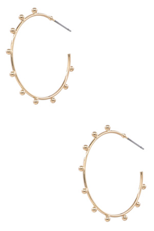 Gold Over Brass Dotted Hoop  Earrings