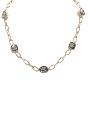 Layered Glass Stone Chain Necklace
