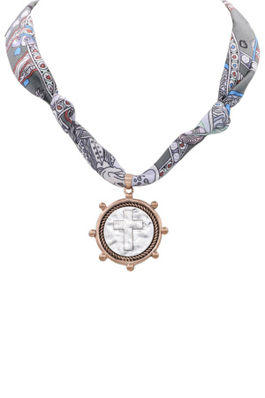 Western Bandana Cross Pendant Adjustable Necklace