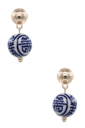 Porcelain Pickleball Print Earrings