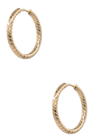 Textured Stainless Steel Huggie Hoops