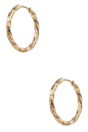 Stainless Steel Twisted Huggie Hoops