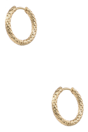 Stainless Steel Textured Huggie Hoops